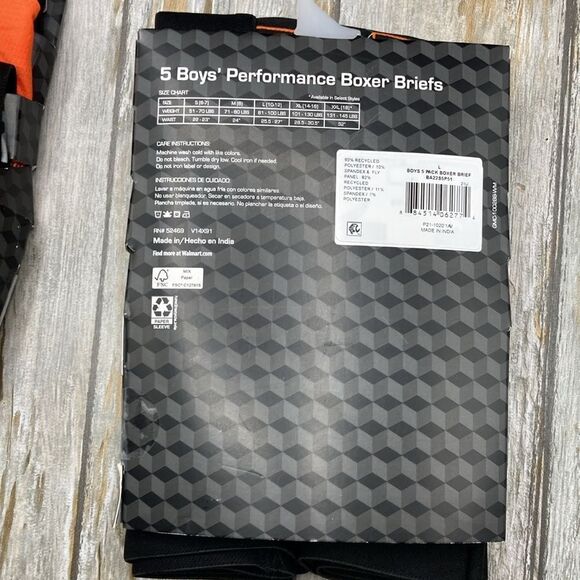 Boys Performance Boxer Briefs Underwear 2, 5-Packs Size L (10/12) - Picture 4 of 4